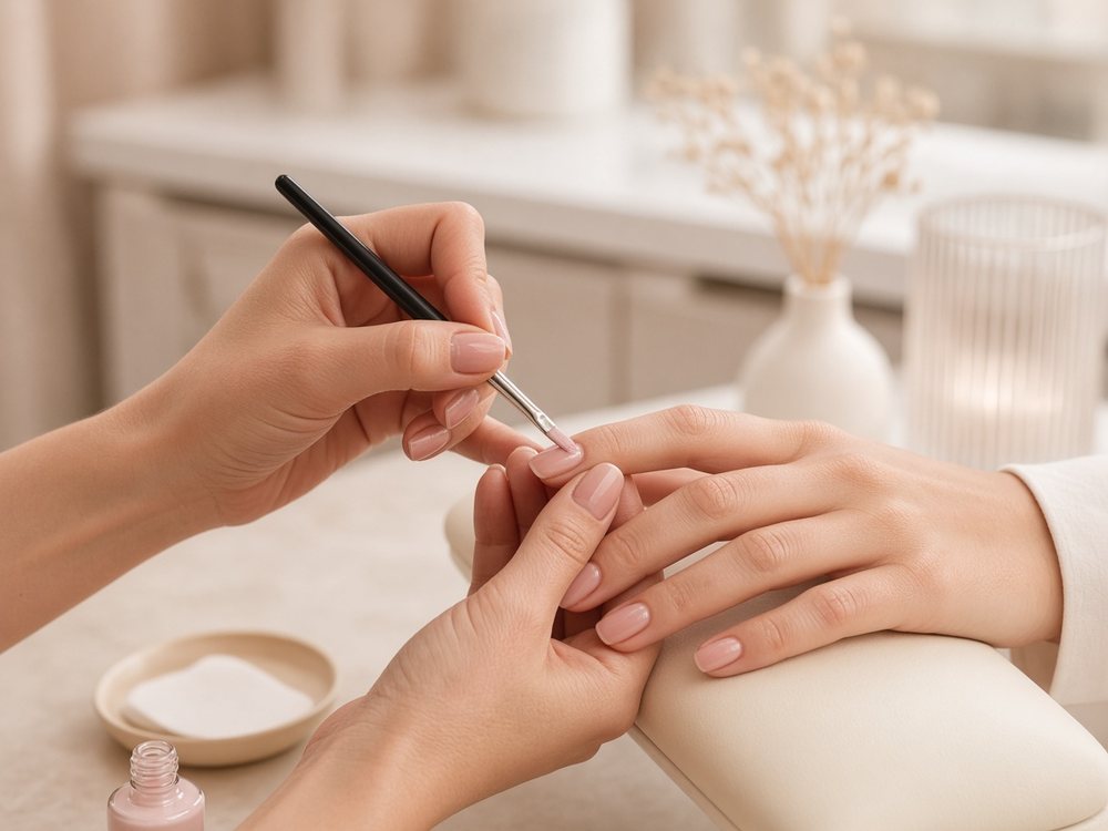 Servicio de uñas en proceso