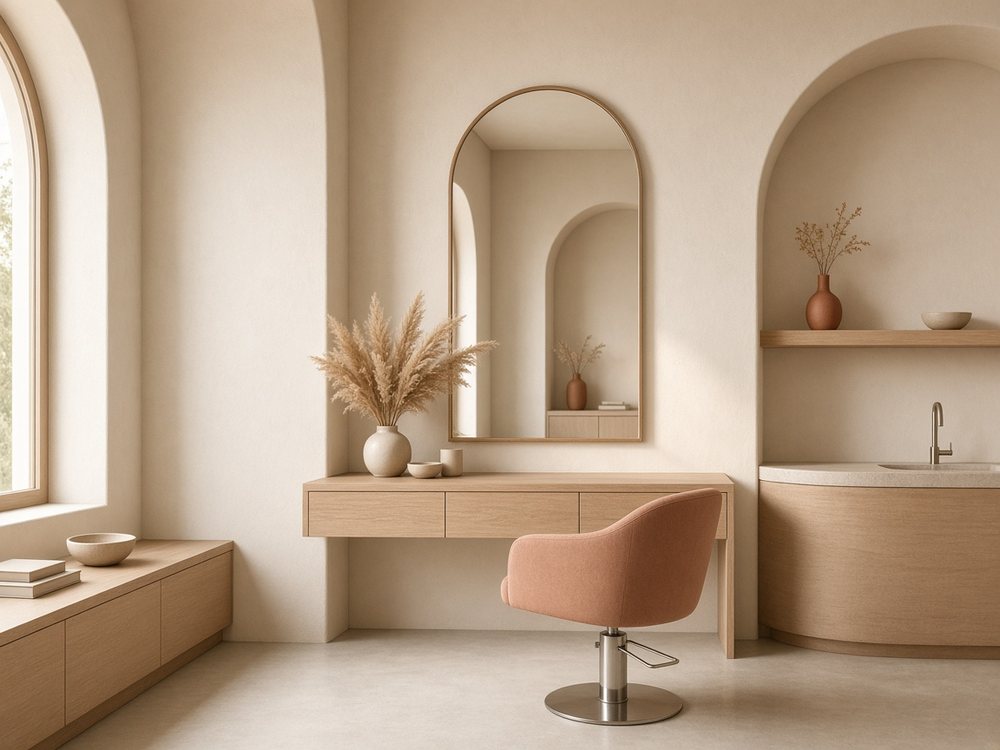 Interior de salón de belleza minimalista