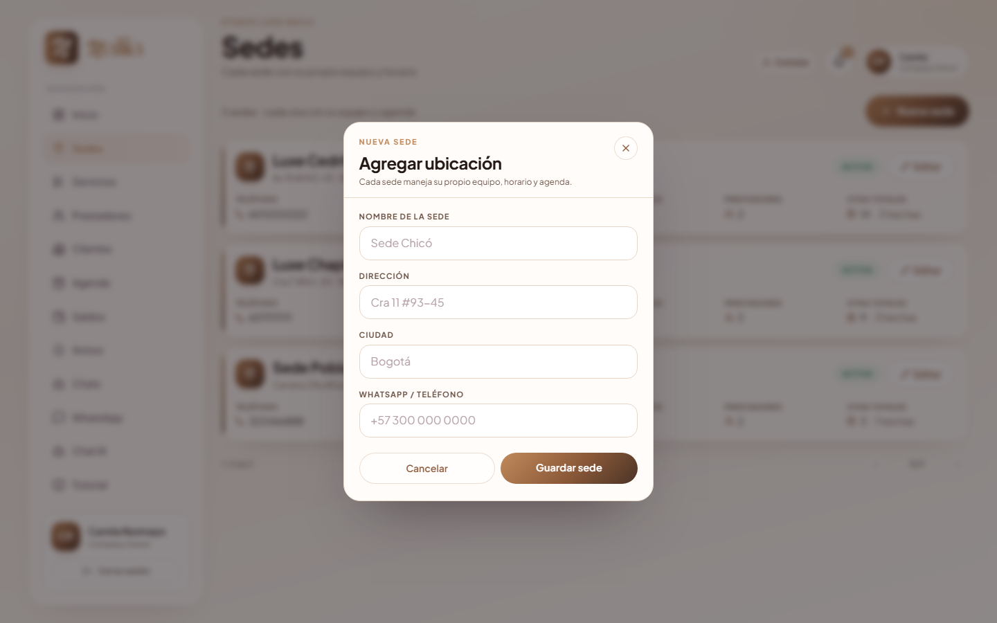 Formulario nueva sede